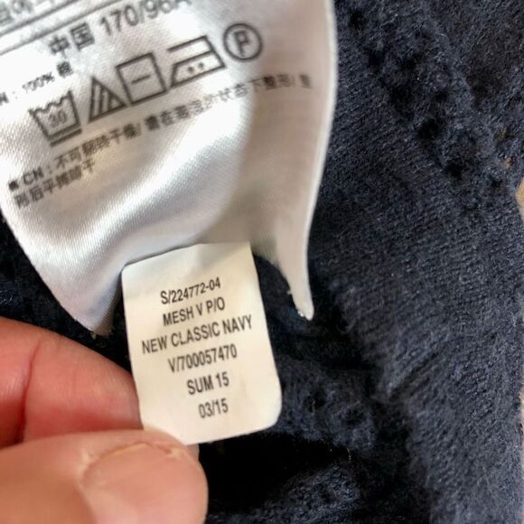 Gap Women’s Classic Mesh Navy Long Sleeve V-neck Pullover Size Large - Picture 10 of 12